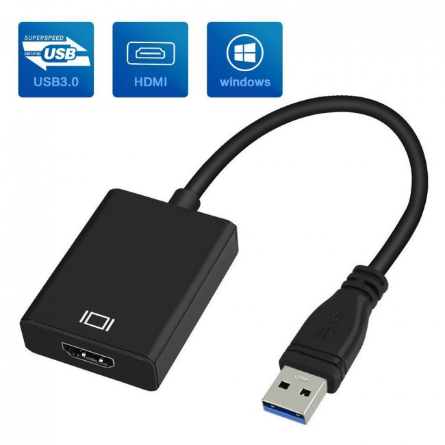 USB 3.0 Male to HDMI Female HD Converter Cable adapter Black